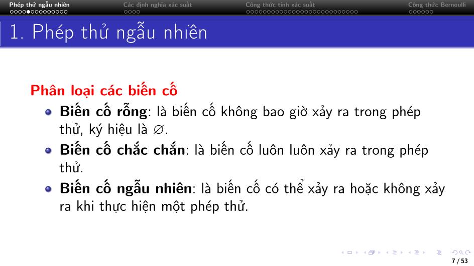 Bài giảng Lý thuyết xác suất - Chương 1: Biến cố ngẫu nhiên và xác suất trang 7