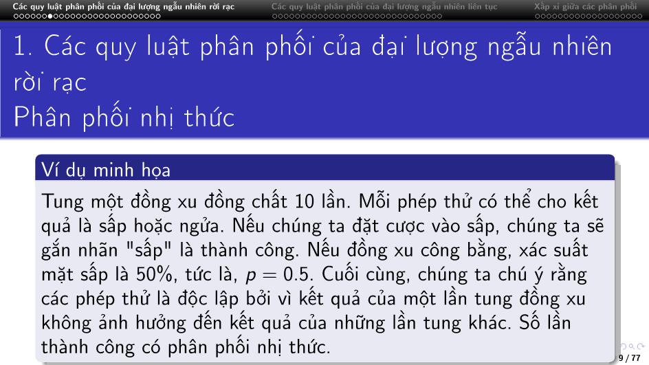 Bài giảng Lý thuyết xác suất - Chương 3: Các quy luật phân phối xác suất thông dụng trang 9