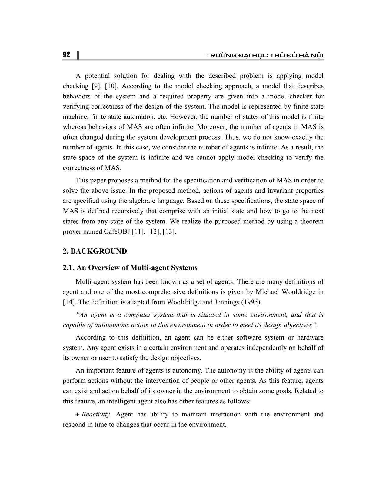 An approach for specification and verification of multi-agent systems trang 2