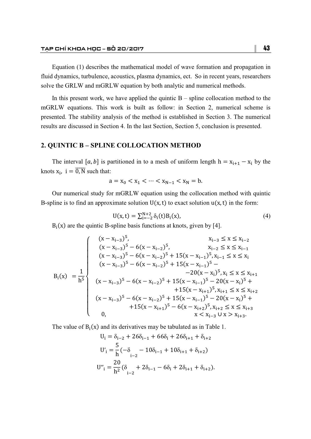 A new method for solving the mgrlw equation using a base of quintic B-Spline trang 2