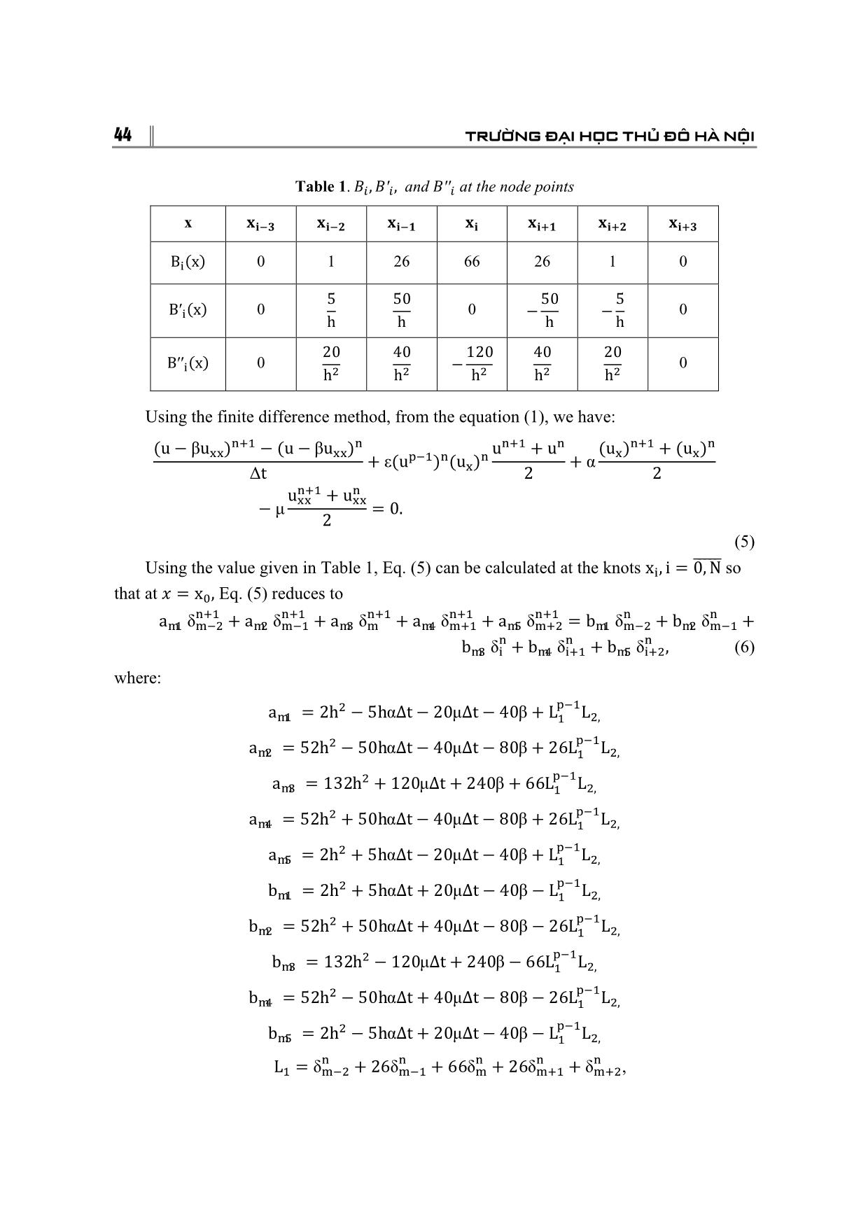 A new method for solving the mgrlw equation using a base of quintic B-Spline trang 3