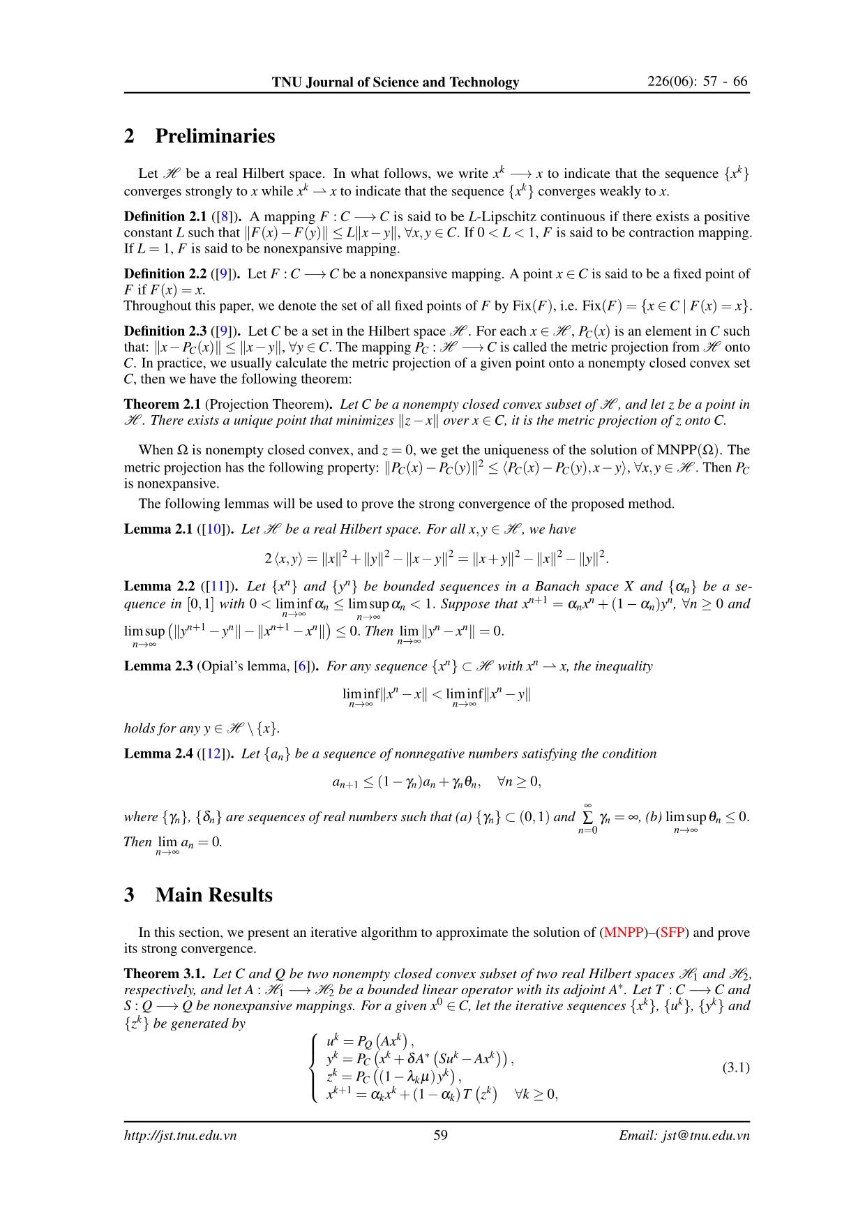 Một phương pháp lặp hiện tìm điểm có chuẩn nhỏ nhất trên tập nghiệm của bài toán điểm bất động tách trang 3