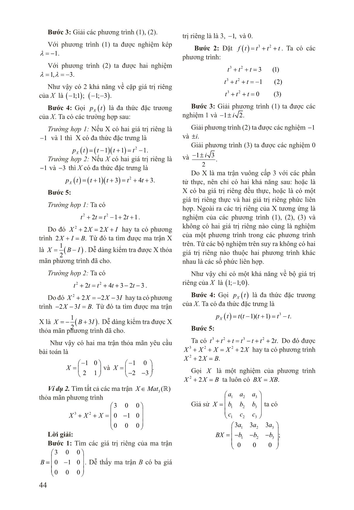 Áp dụng định lý Cayley - Hamilton vào giải phương trình ma trận trang 3