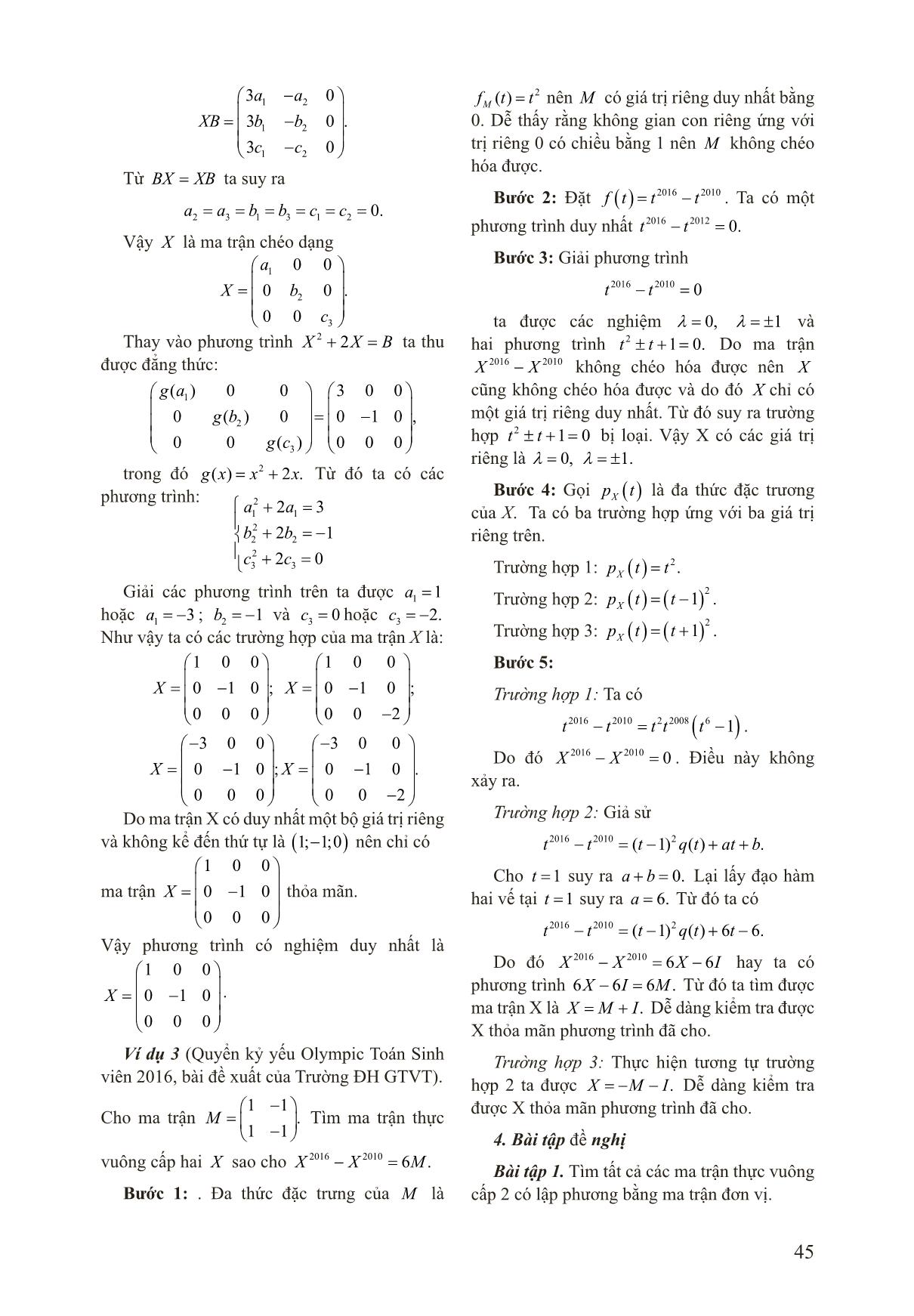 Áp dụng định lý Cayley - Hamilton vào giải phương trình ma trận trang 4