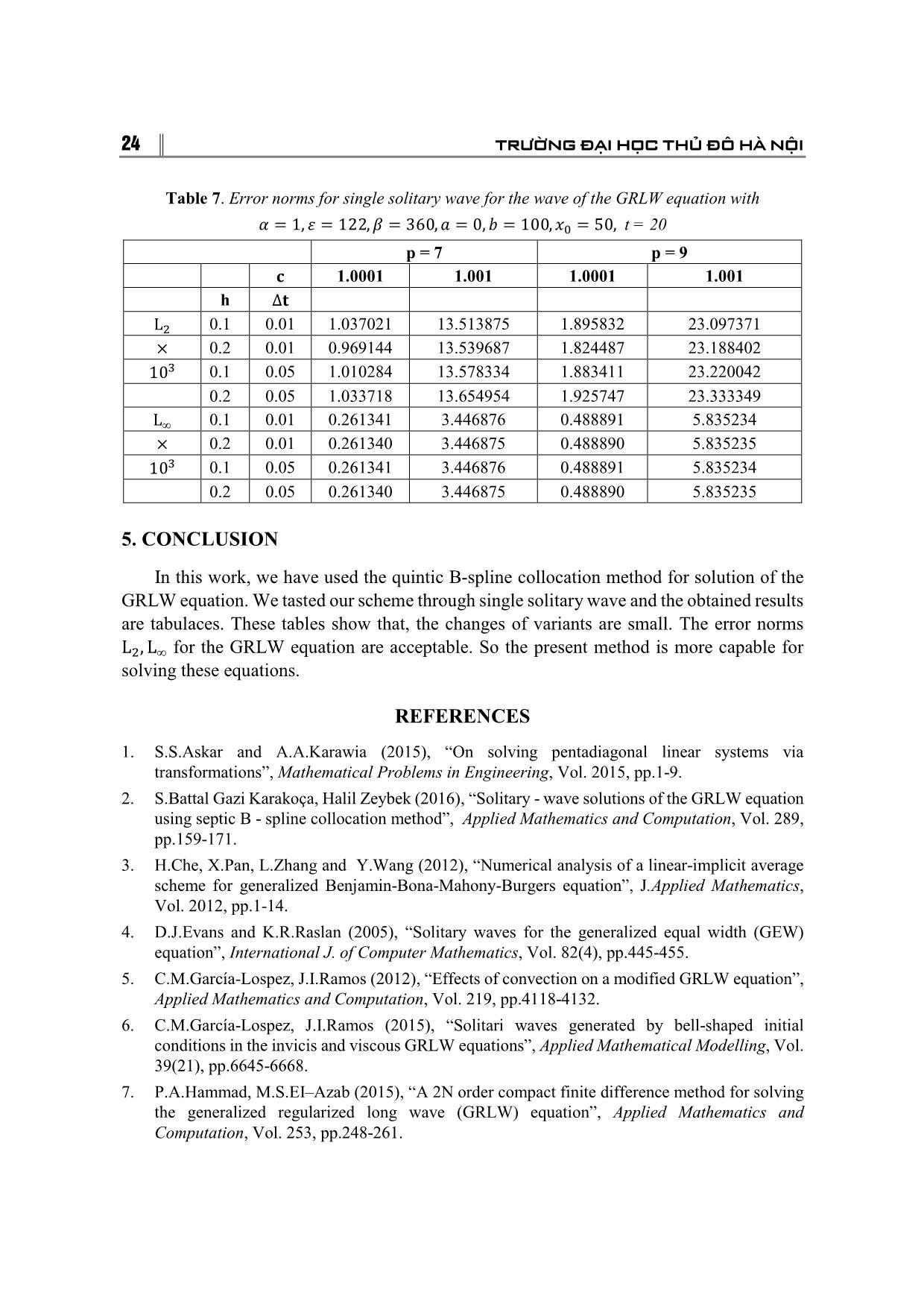 Application of the collocation method with B-spline to the grlw equation trang 10