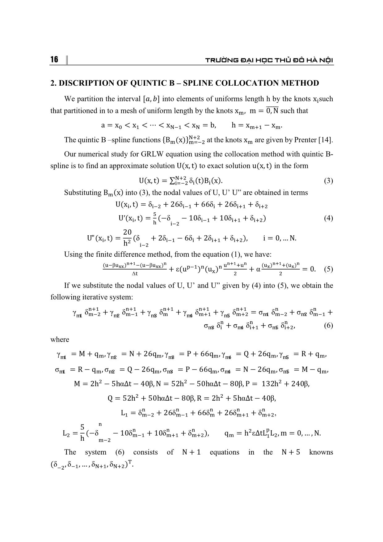 Application of the collocation method with B-spline to the grlw equation trang 2