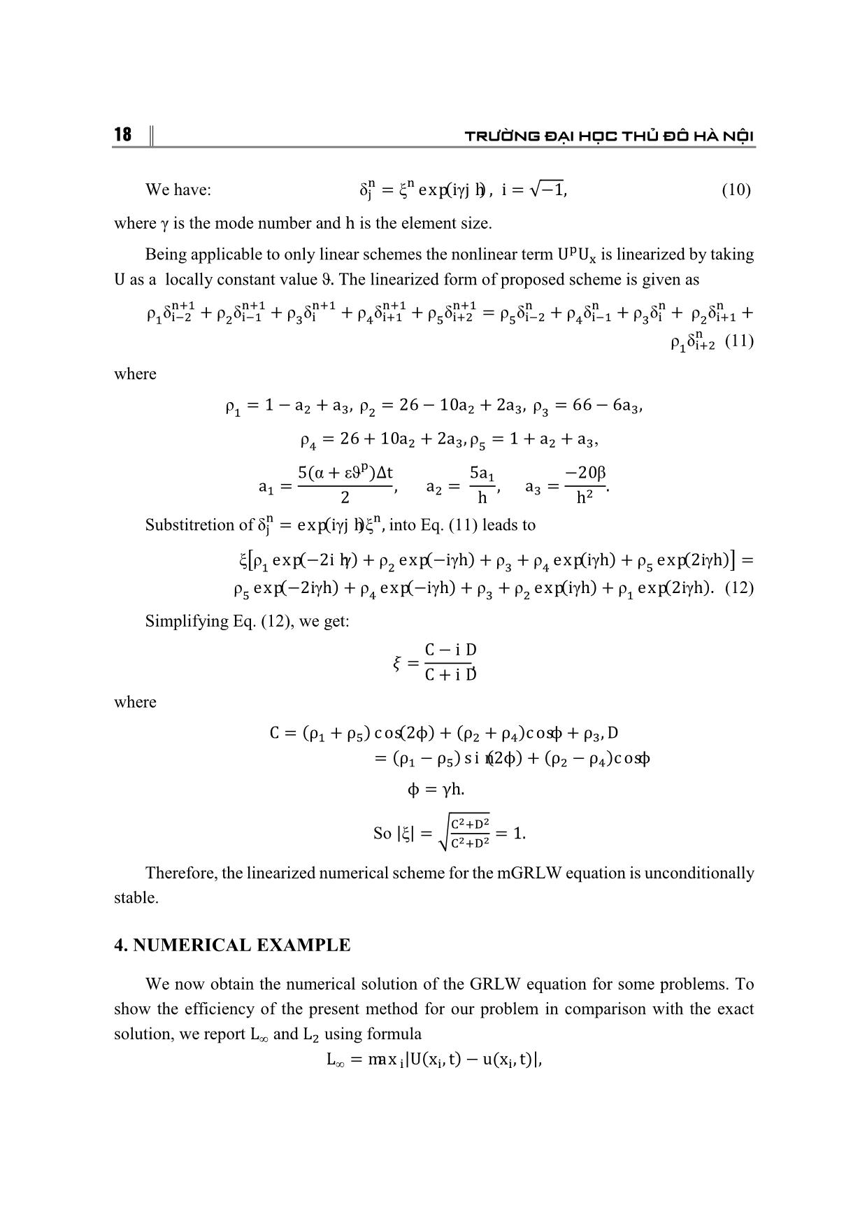 Application of the collocation method with B-spline to the grlw equation trang 4