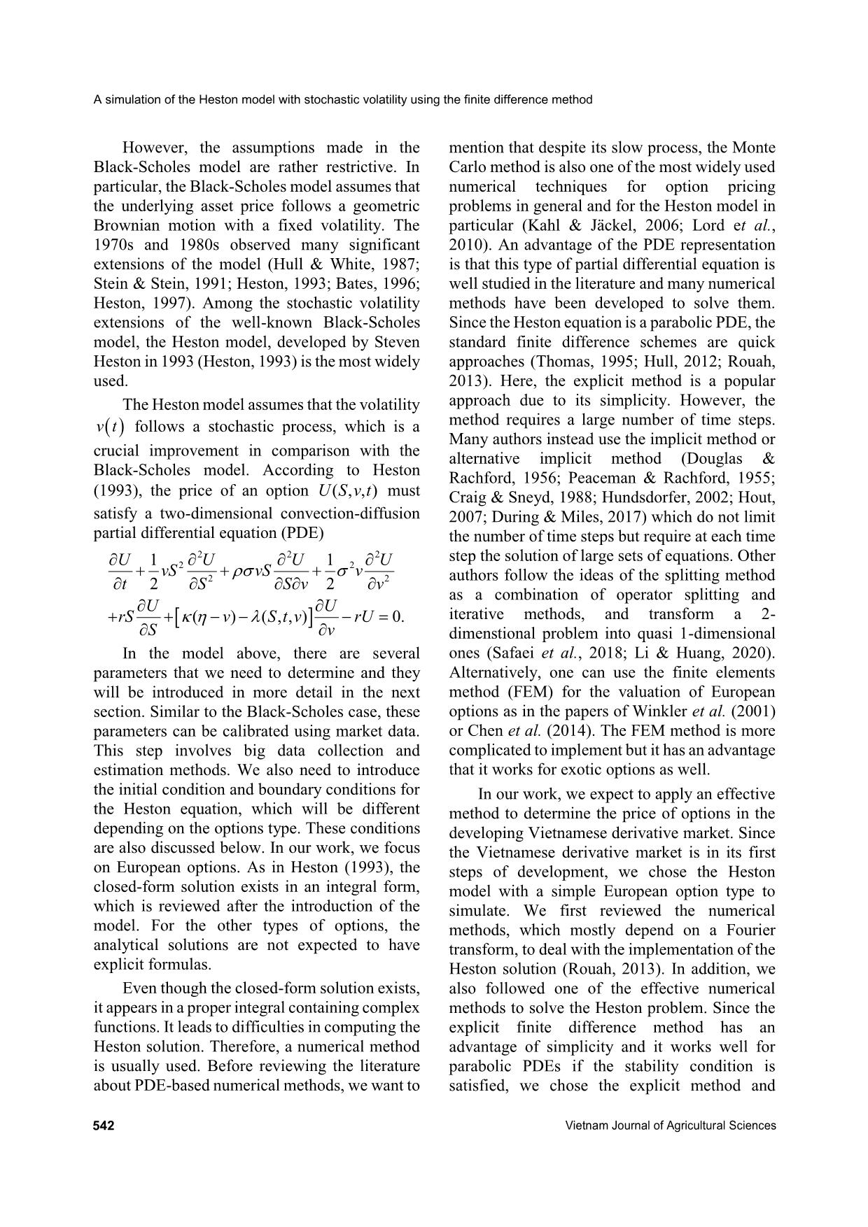 A simulation of the heston model with stochastic volatility using the finite difference method trang 2