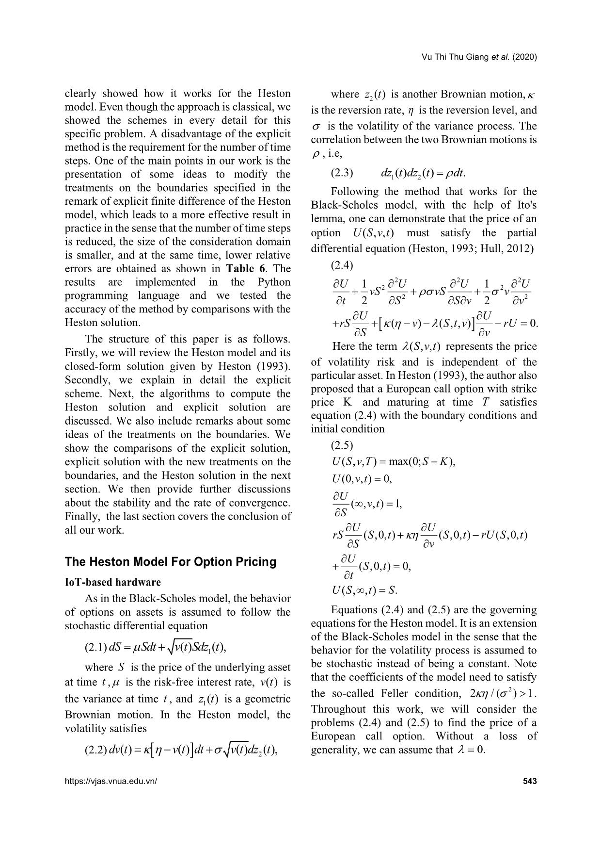 A simulation of the heston model with stochastic volatility using the finite difference method trang 3