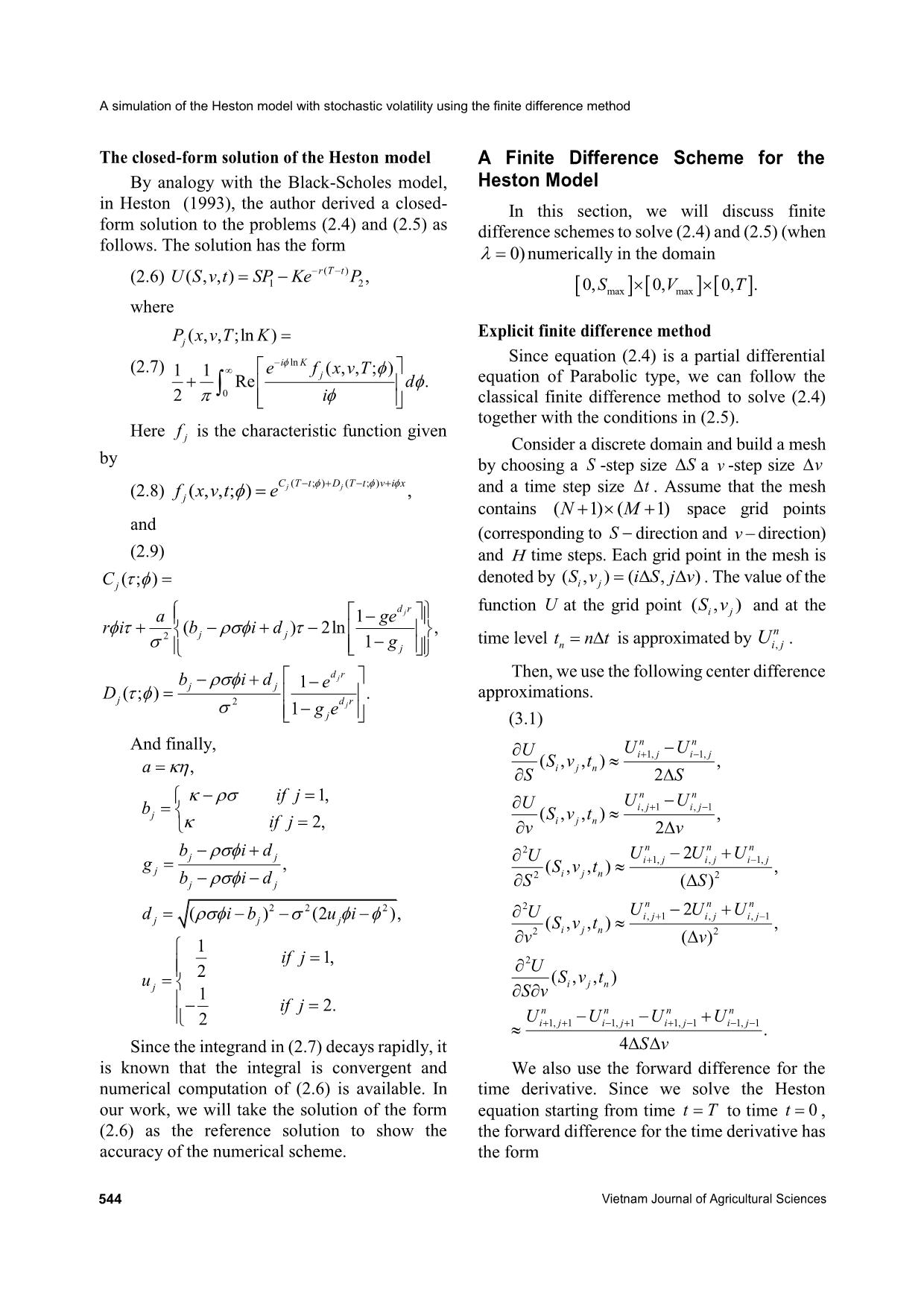 A simulation of the heston model with stochastic volatility using the finite difference method trang 4