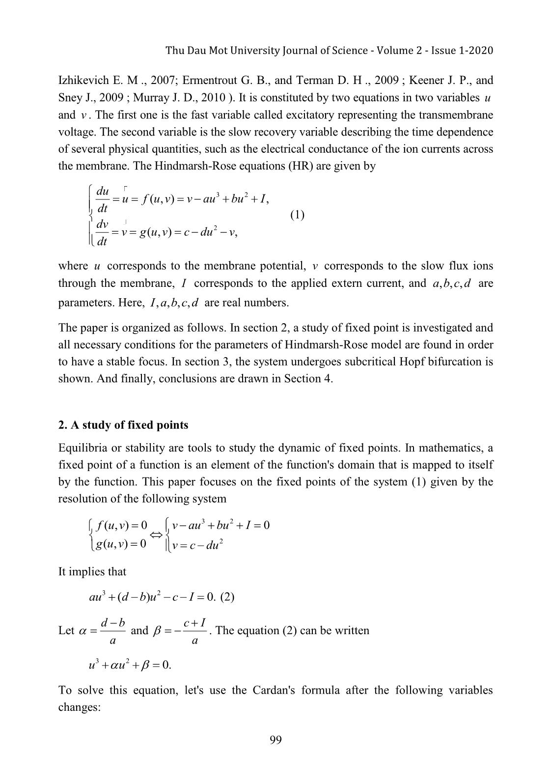 A study of fixed points and hopf bifurcation of hindmarshrose model trang 2