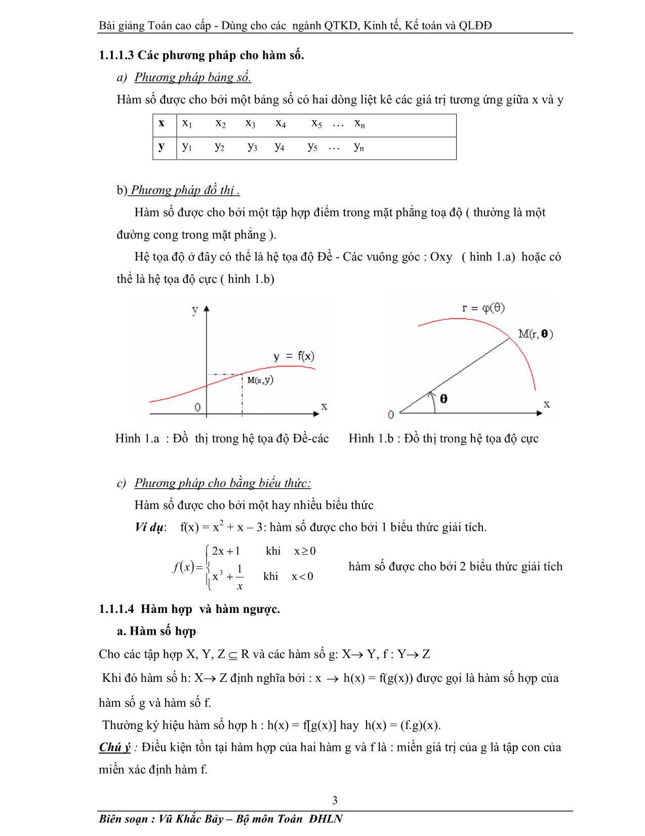 Bài giảng Toán cao cấp - Vũ Khắc Bảy trang 4