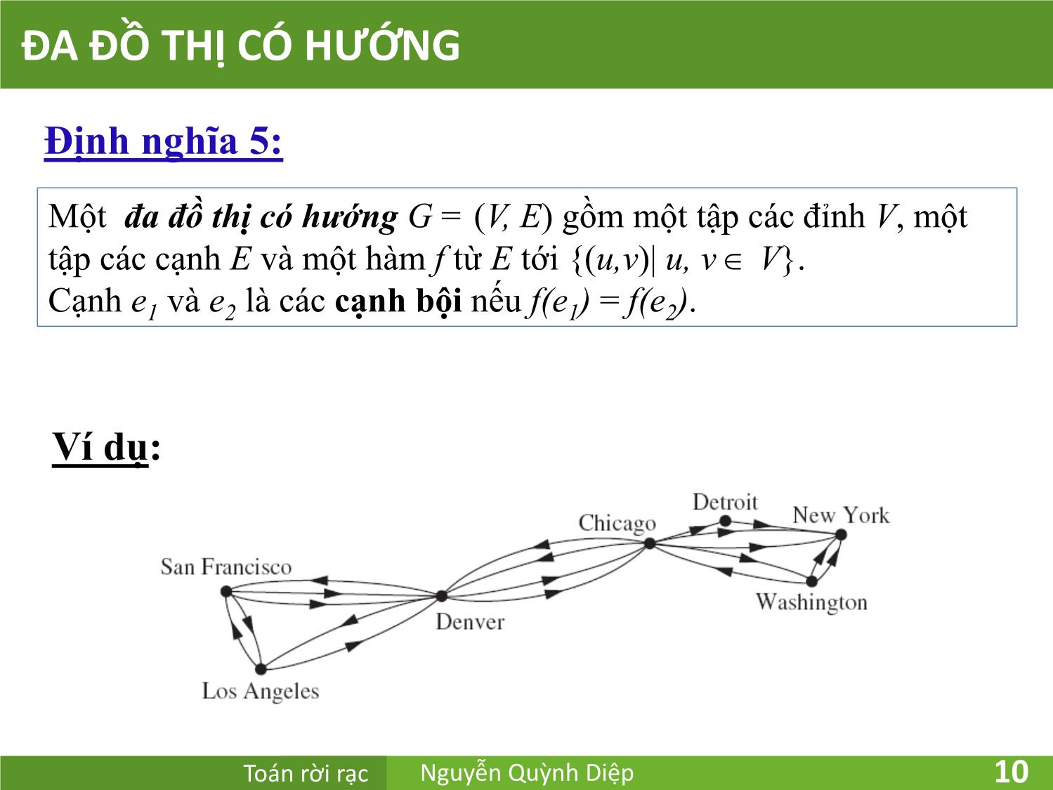 Bài giảng Toán rời rạc - Chương 5: Đồ thị - Nguyễn Quỳnh Diệp trang 10