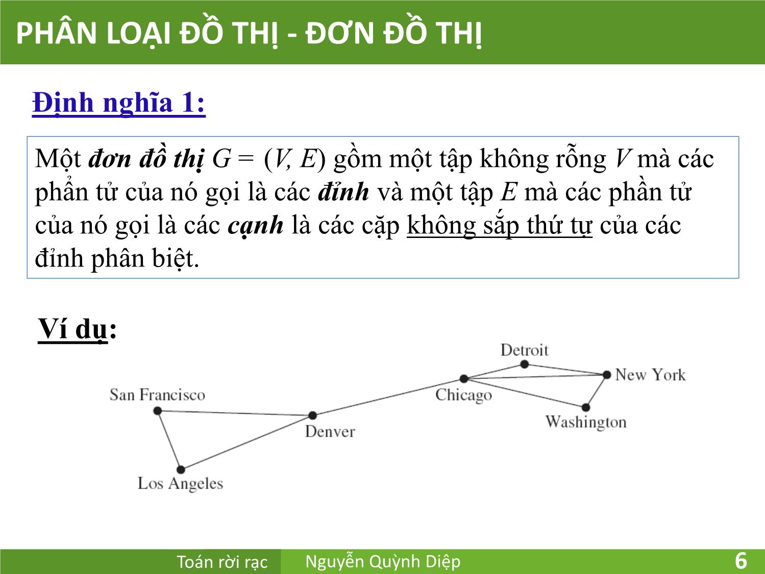 Bài giảng Toán rời rạc - Chương 5: Đồ thị - Nguyễn Quỳnh Diệp trang 6