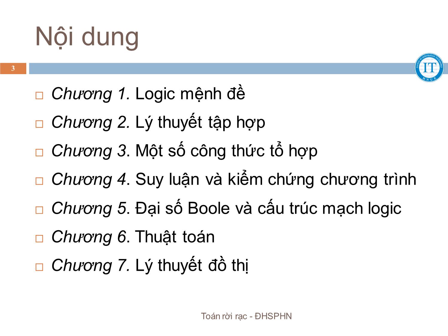 Bài giảng Toán rời rạc - Chương mở đầu - Bùi Thị Thủy trang 3