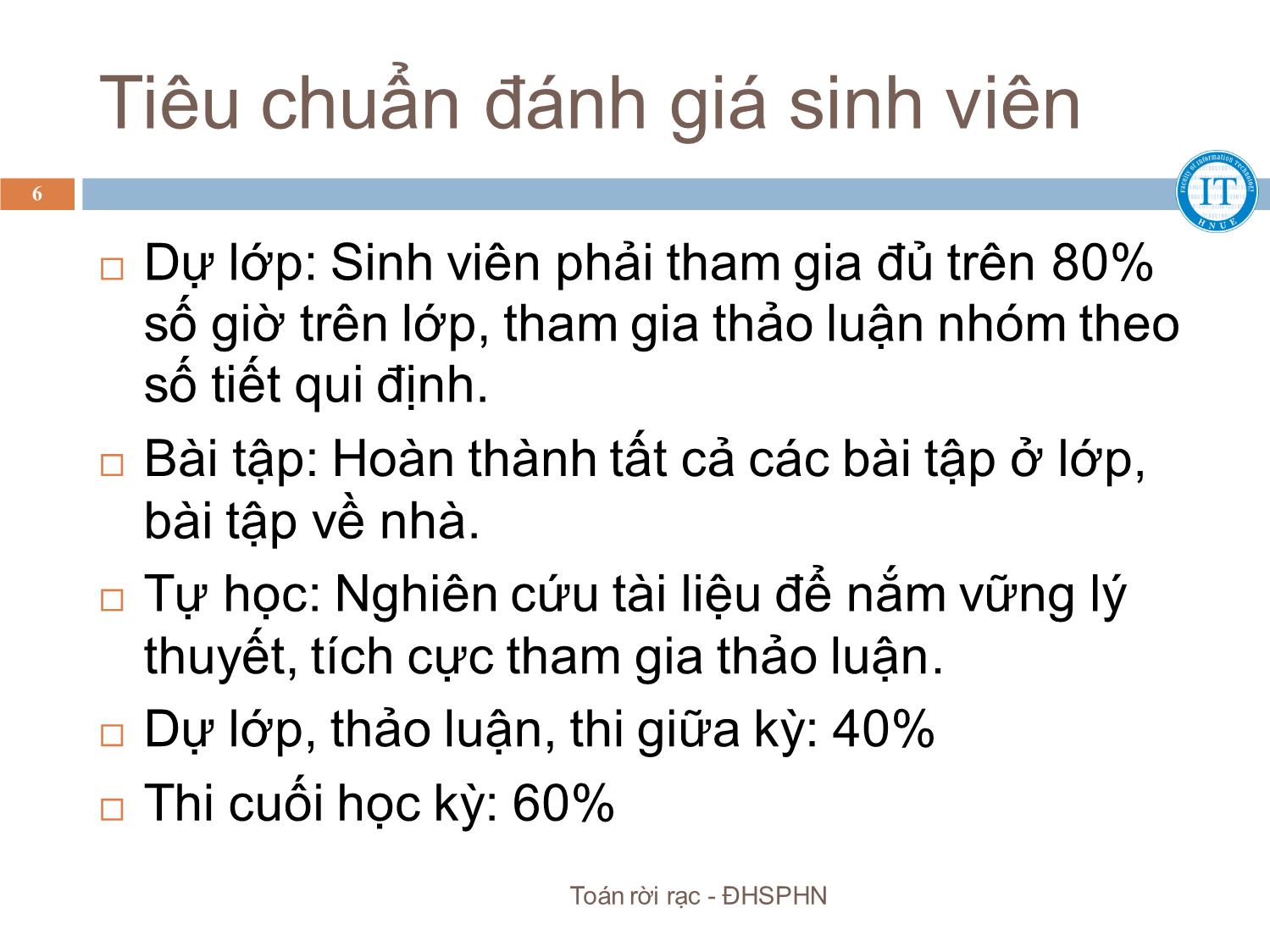 Bài giảng Toán rời rạc - Chương mở đầu - Bùi Thị Thủy trang 6