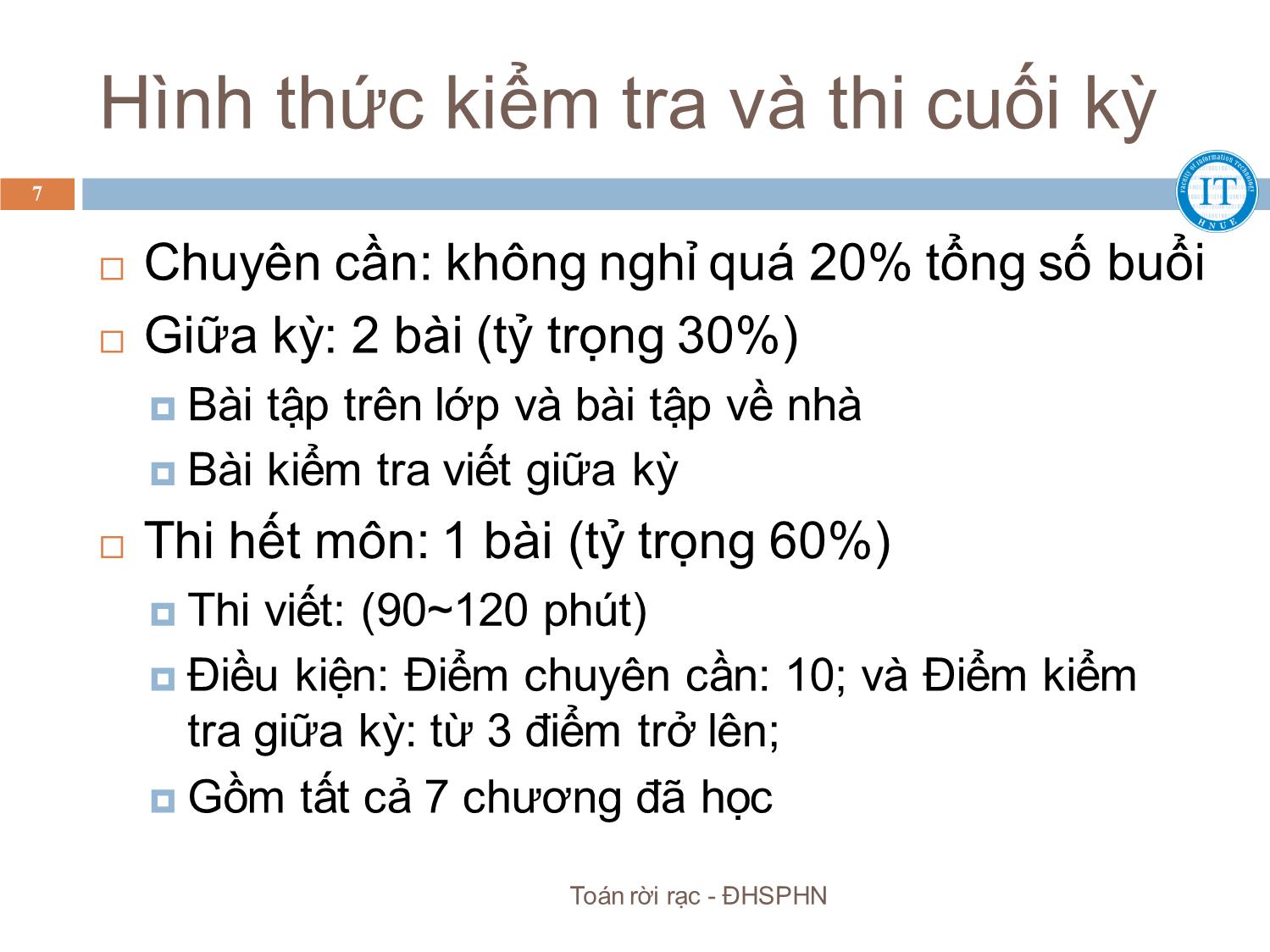 Bài giảng Toán rời rạc - Chương mở đầu - Bùi Thị Thủy trang 7