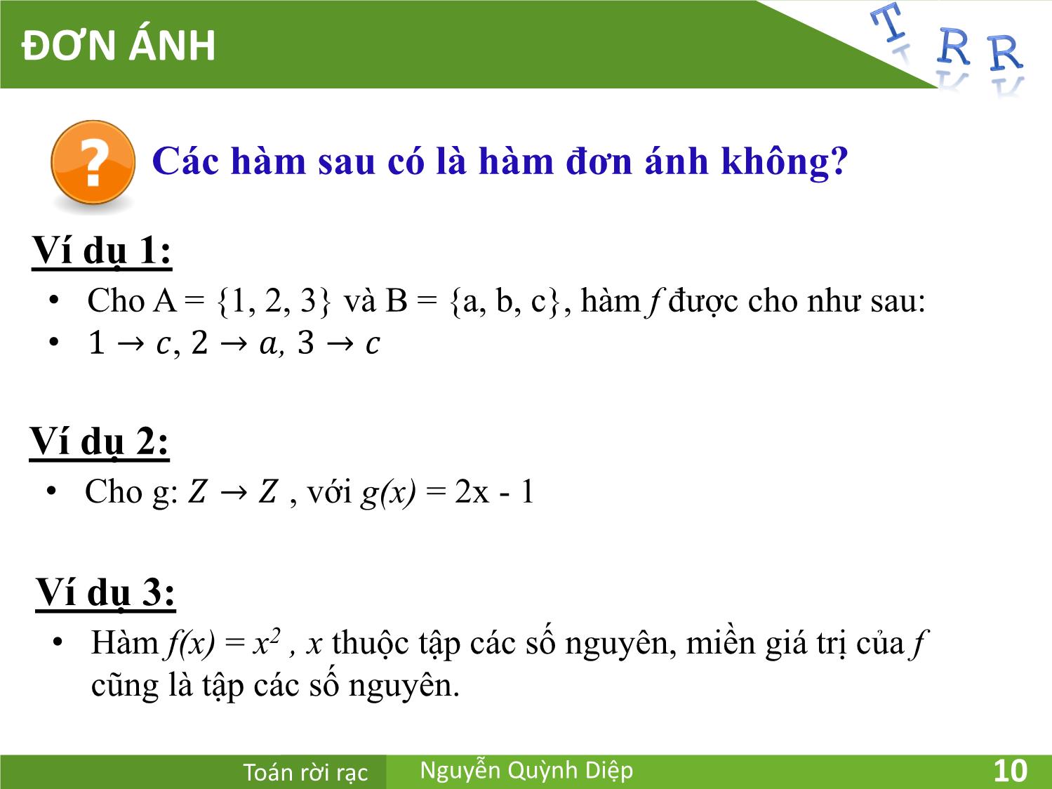 Bài giảng Toán rời rạc - Chương 2: Hàm và thuật toán - Nguyễn Quỳnh Diệp trang 8