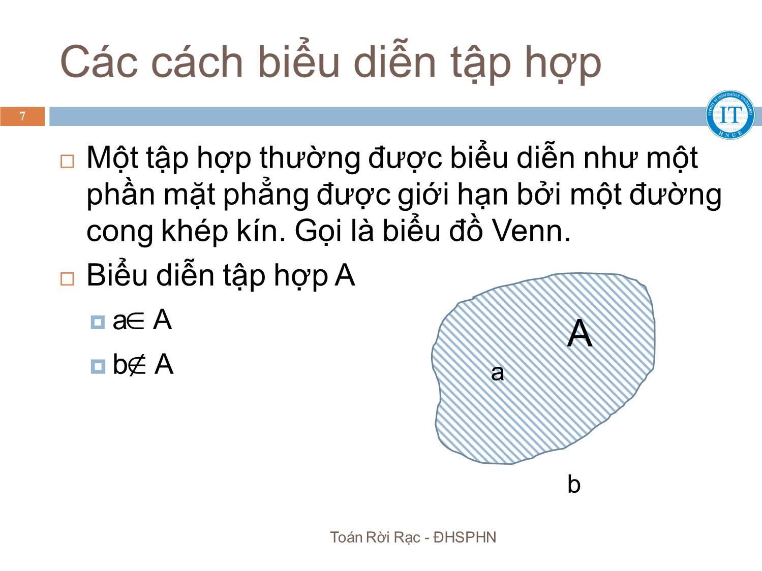 Bài giảng Toán rời rạc - Chương 2: Lý thuyết tập hợp - Bùi Thị Thủy trang 7