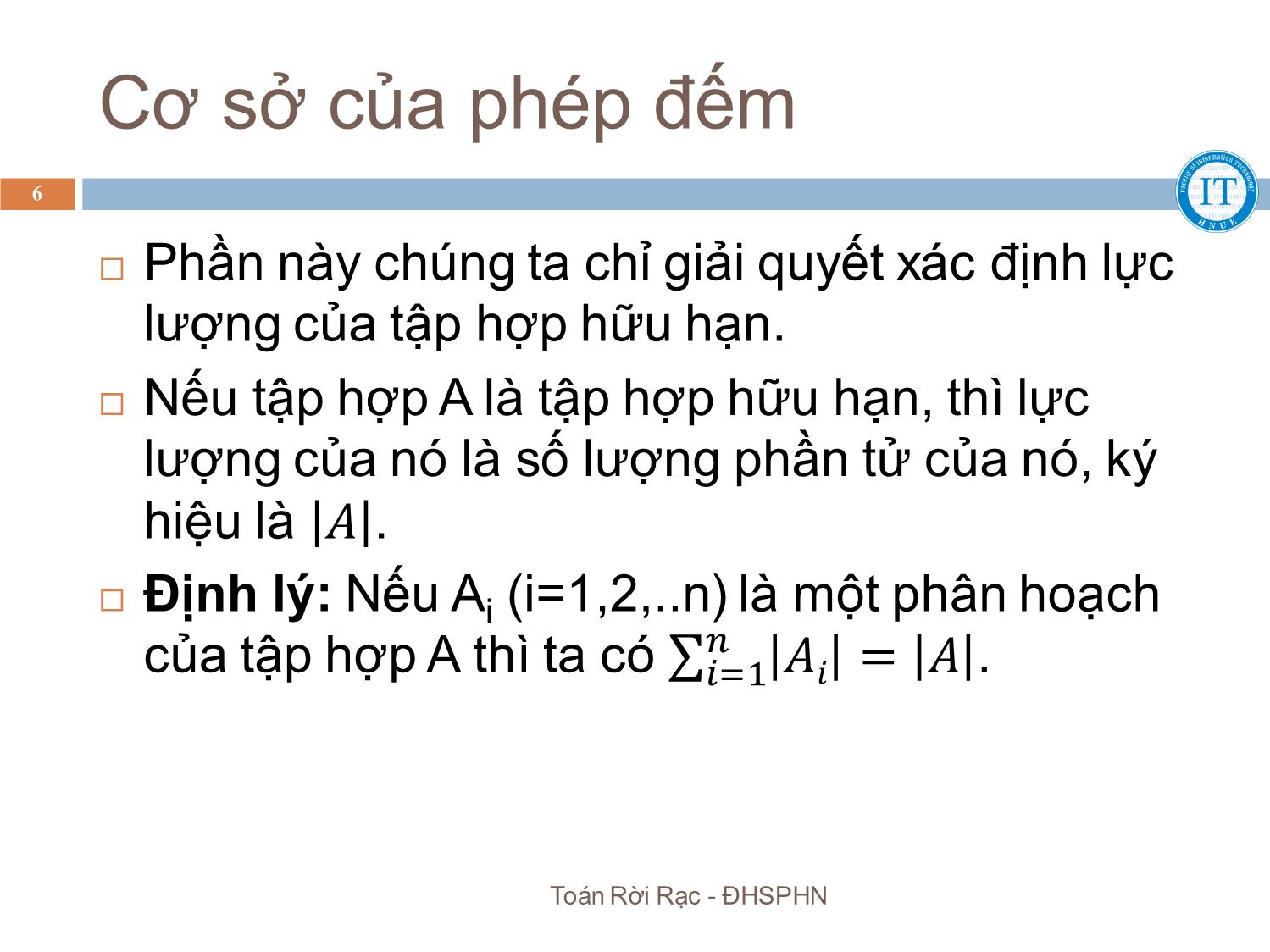 Bài giảng Toán rời rạc - Chương 3: Một số công thức tổ hợp - Bùi Thị Thủy trang 6