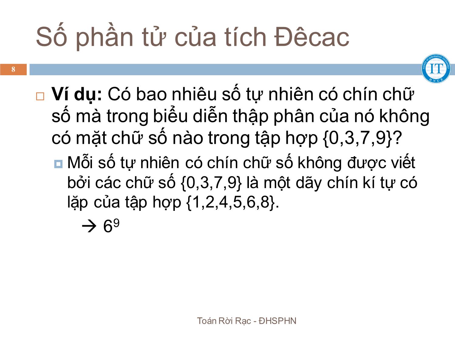 Bài giảng Toán rời rạc - Chương 3: Một số công thức tổ hợp - Bùi Thị Thủy trang 8