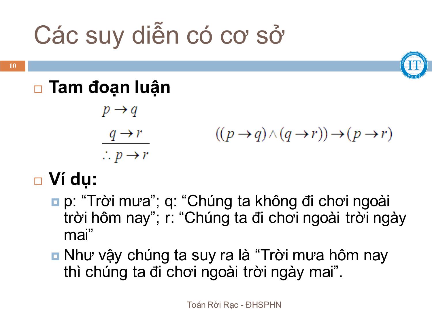 Bài giảng Toán rời rạc - Chương 4: Suy luận và kiểm chứng chương trình - Bùi Thị Thủy trang 10