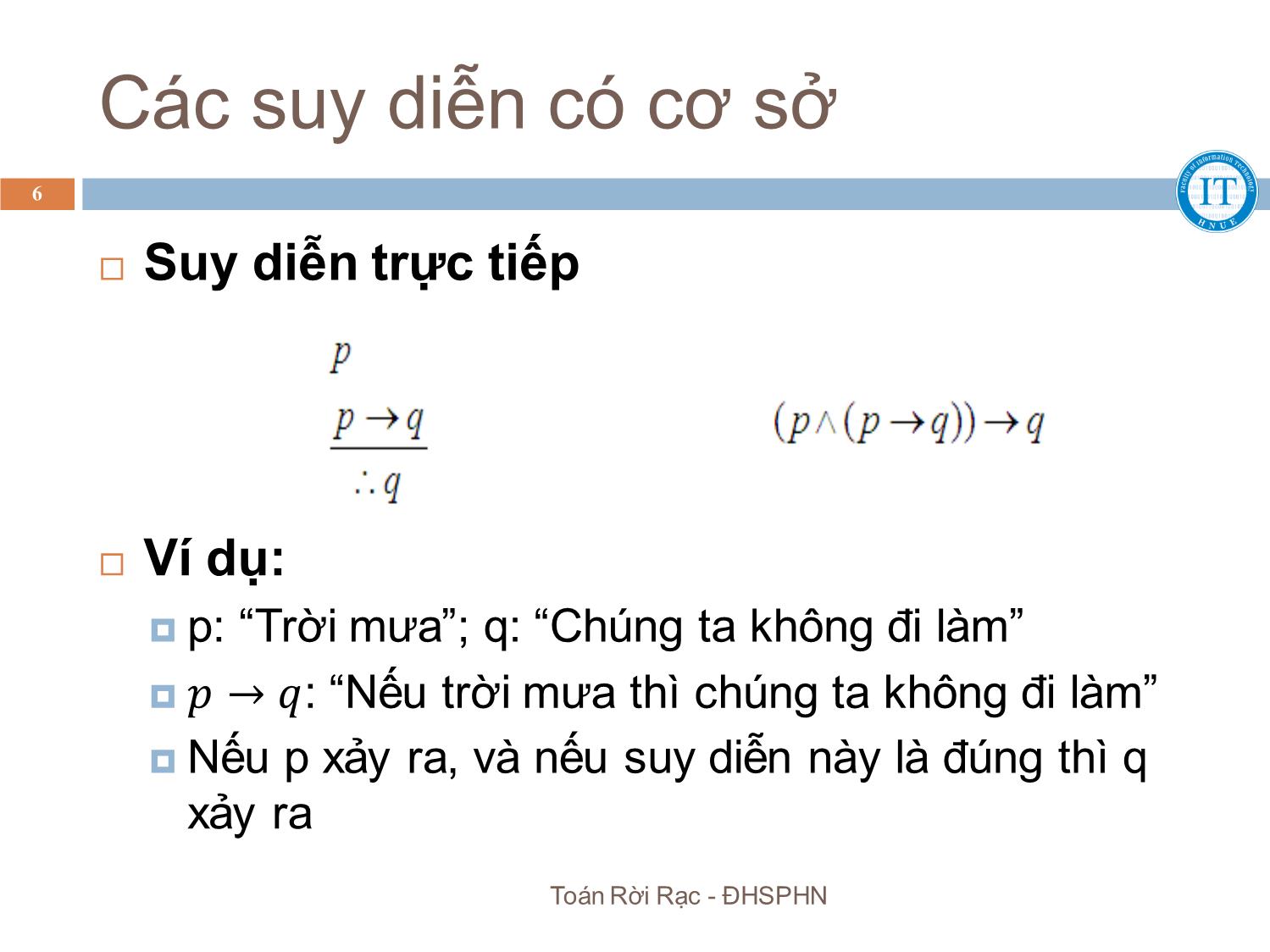 Bài giảng Toán rời rạc - Chương 4: Suy luận và kiểm chứng chương trình - Bùi Thị Thủy trang 6