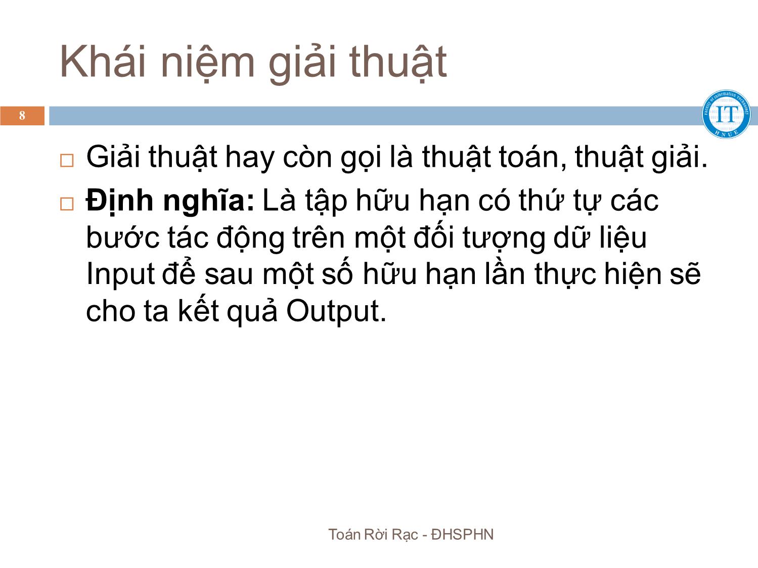 Bài giảng Toán rời rạc - Chương 6: Thuật toán - Bùi Thị Thủy trang 8