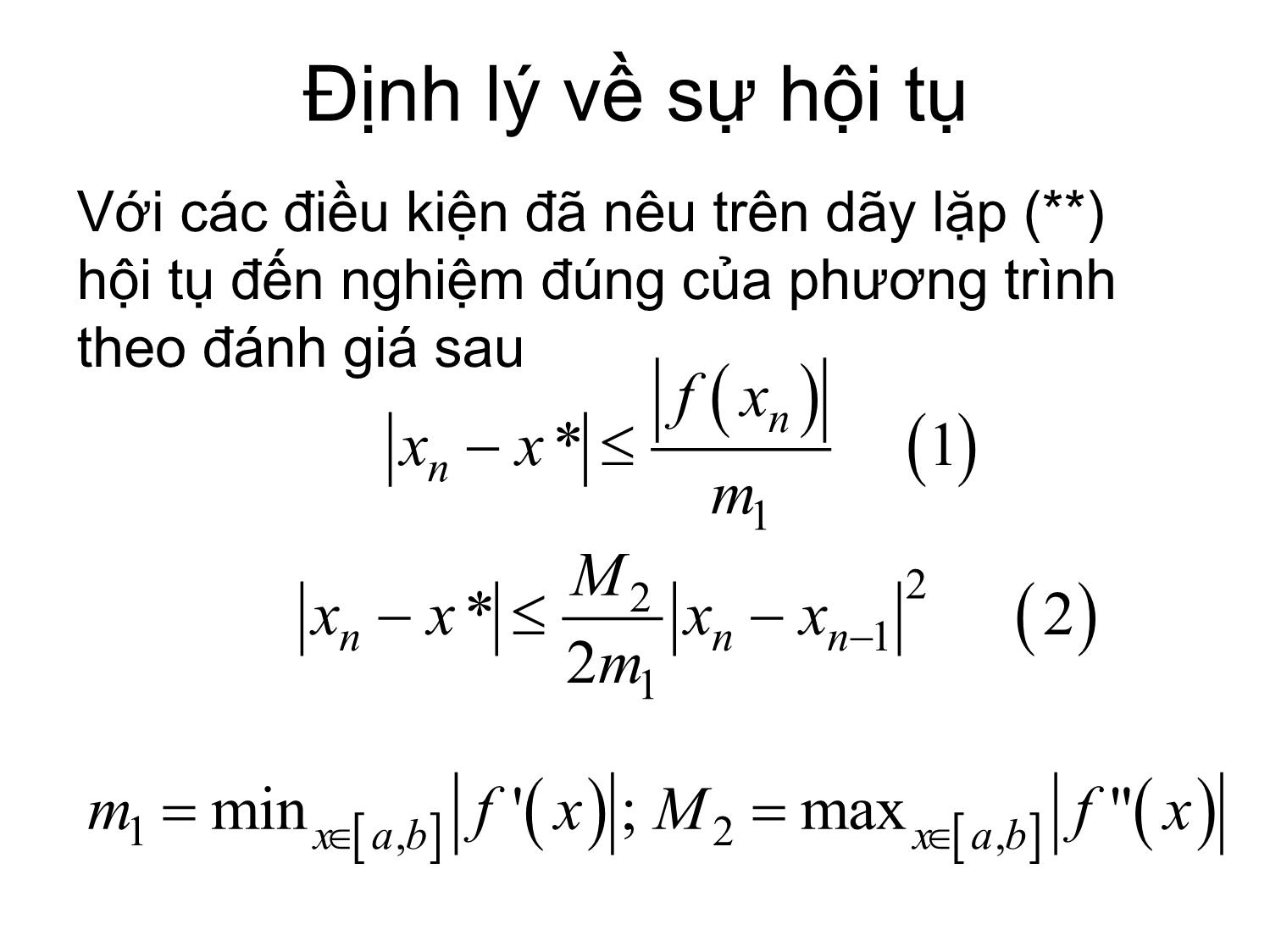 Bài giảng Phương pháp tính - Chương 4: Phương pháp tiếp tuyến giải phương trình f(x)=0 - Hà Thị Ngọc Yến trang 10