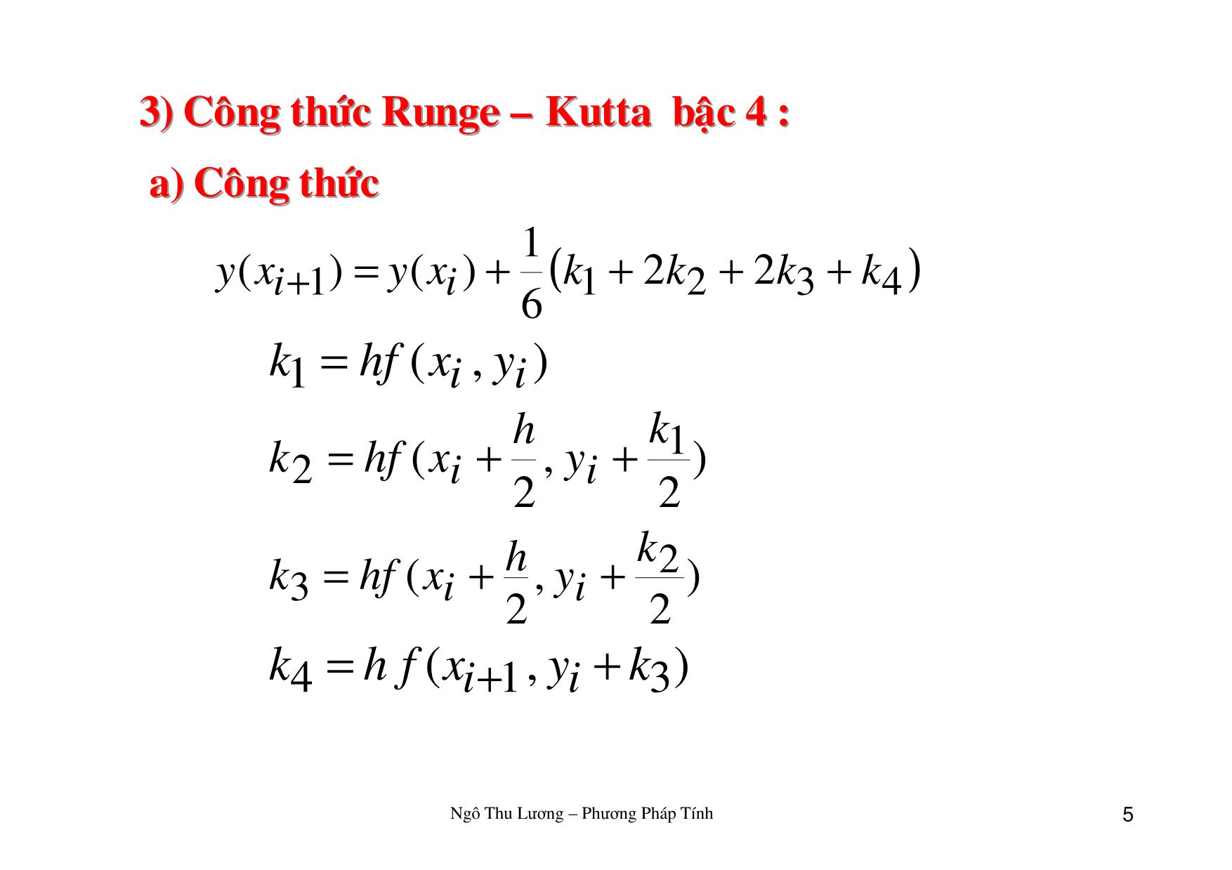 Bài giảng Phương pháp tính - Chương 5: Giải gần đúng phương trình vi phân - Ngô Thu Lương trang 5