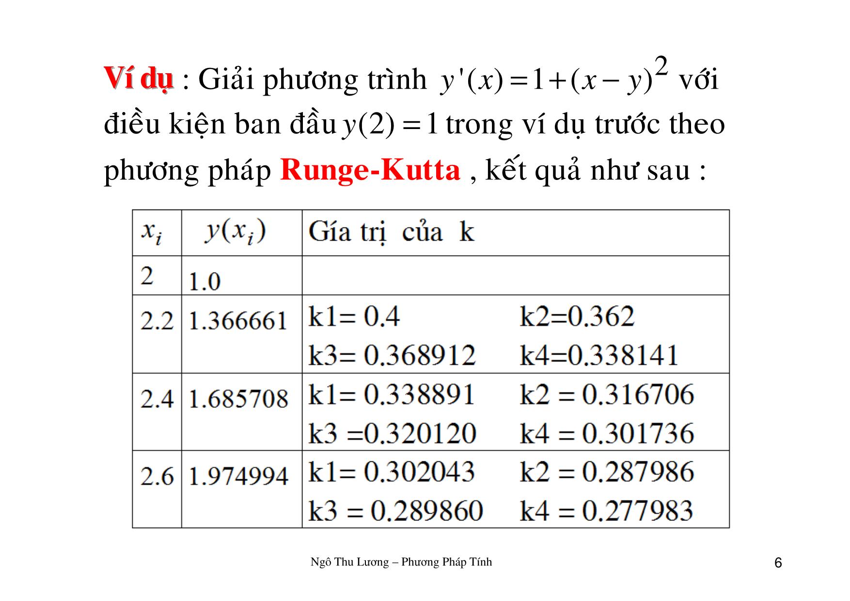 Bài giảng Phương pháp tính - Chương 5: Giải gần đúng phương trình vi phân - Ngô Thu Lương trang 6