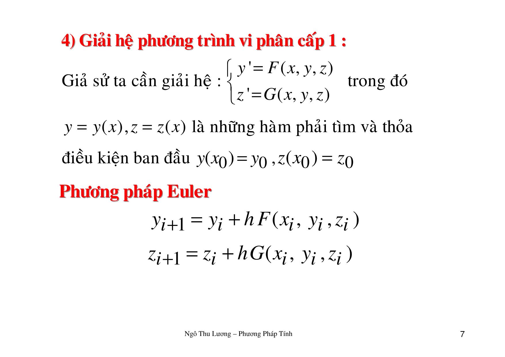 Bài giảng Phương pháp tính - Chương 5: Giải gần đúng phương trình vi phân - Ngô Thu Lương trang 7