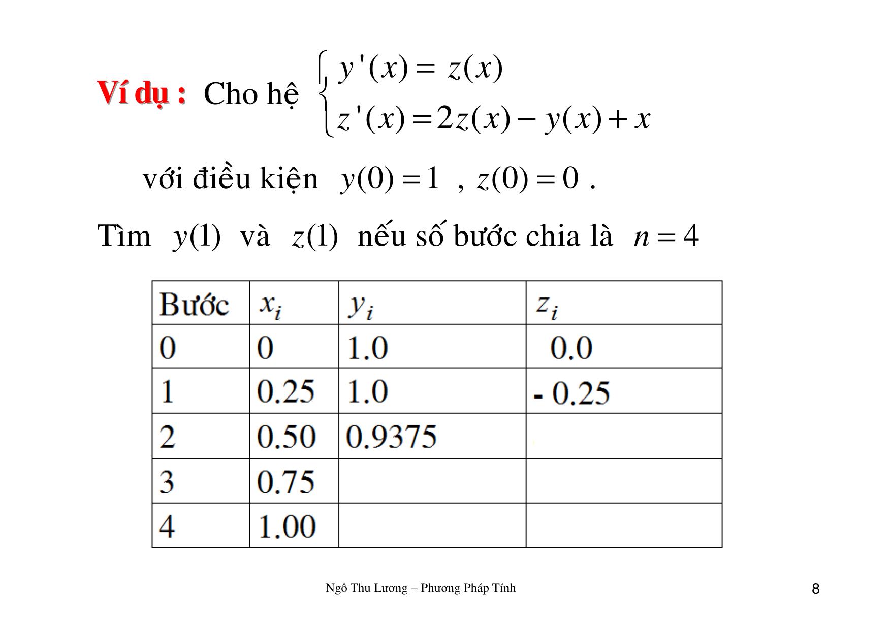 Bài giảng Phương pháp tính - Chương 5: Giải gần đúng phương trình vi phân - Ngô Thu Lương trang 8