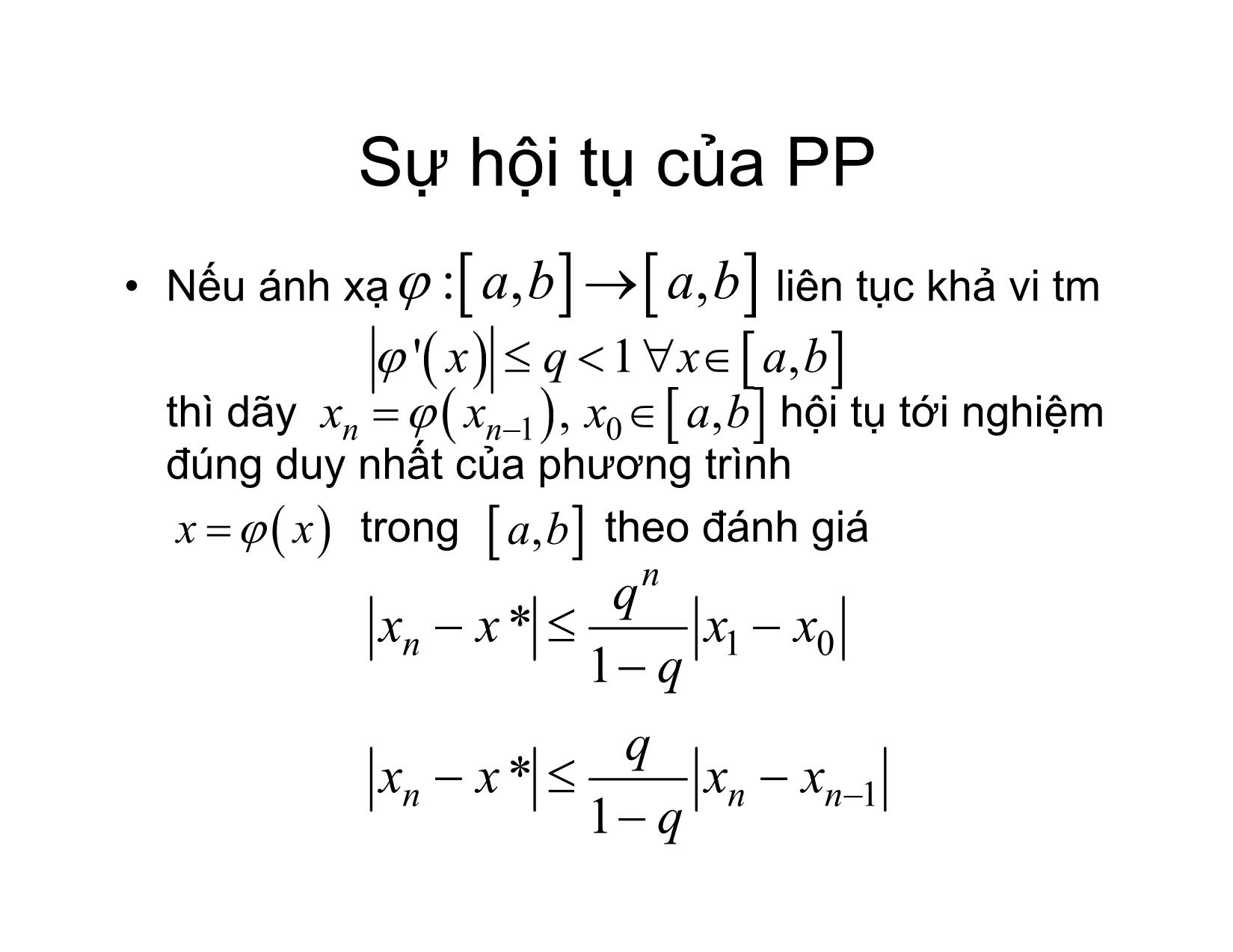 Bài giảng Phương pháp tính - Chương 5: Phương pháp lặp đơn giải phương trình f(x)=0 - Hà Thị Ngọc Yến trang 3