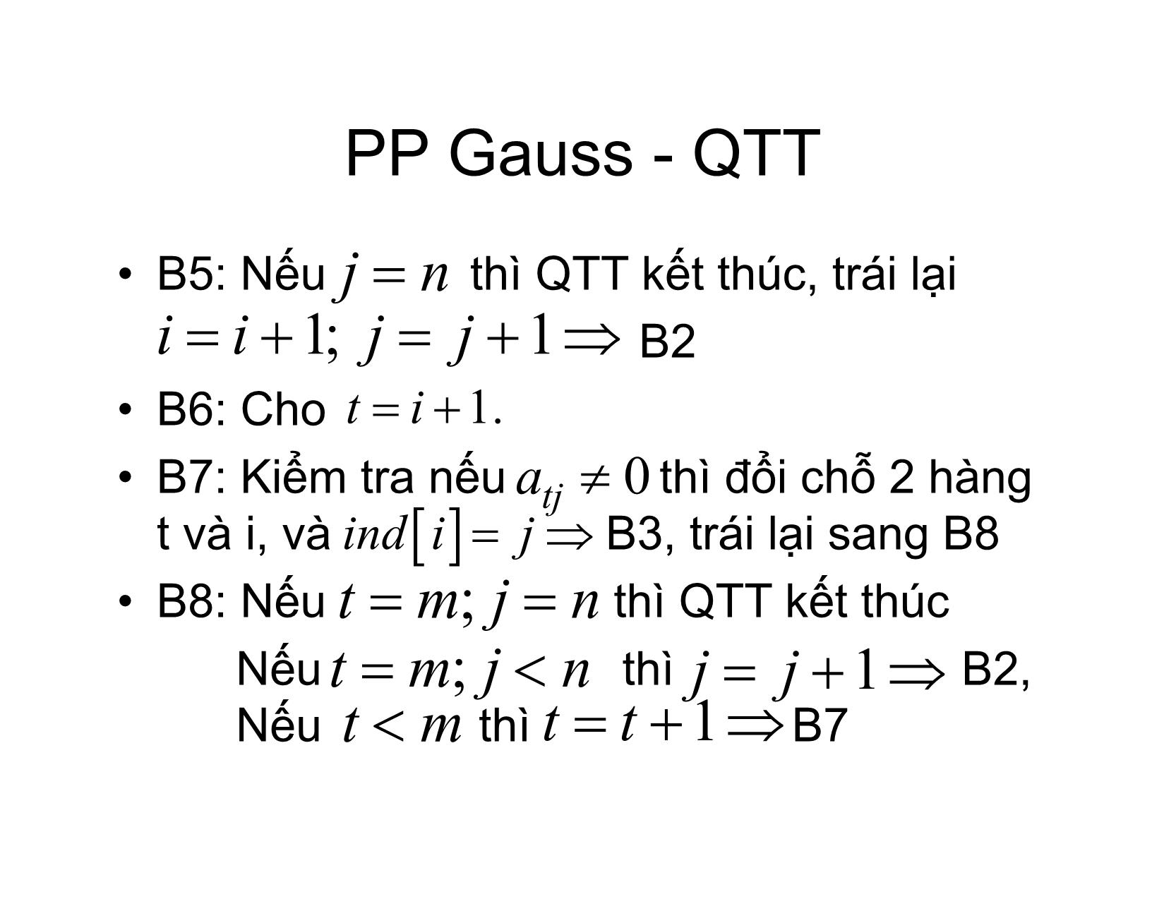 Bài giảng Phương pháp tính - Chương 6: Phương pháp Gauss và Gauss-Jordan giải phương trình ax=b - Hà Thị Ngọc Yến trang 5