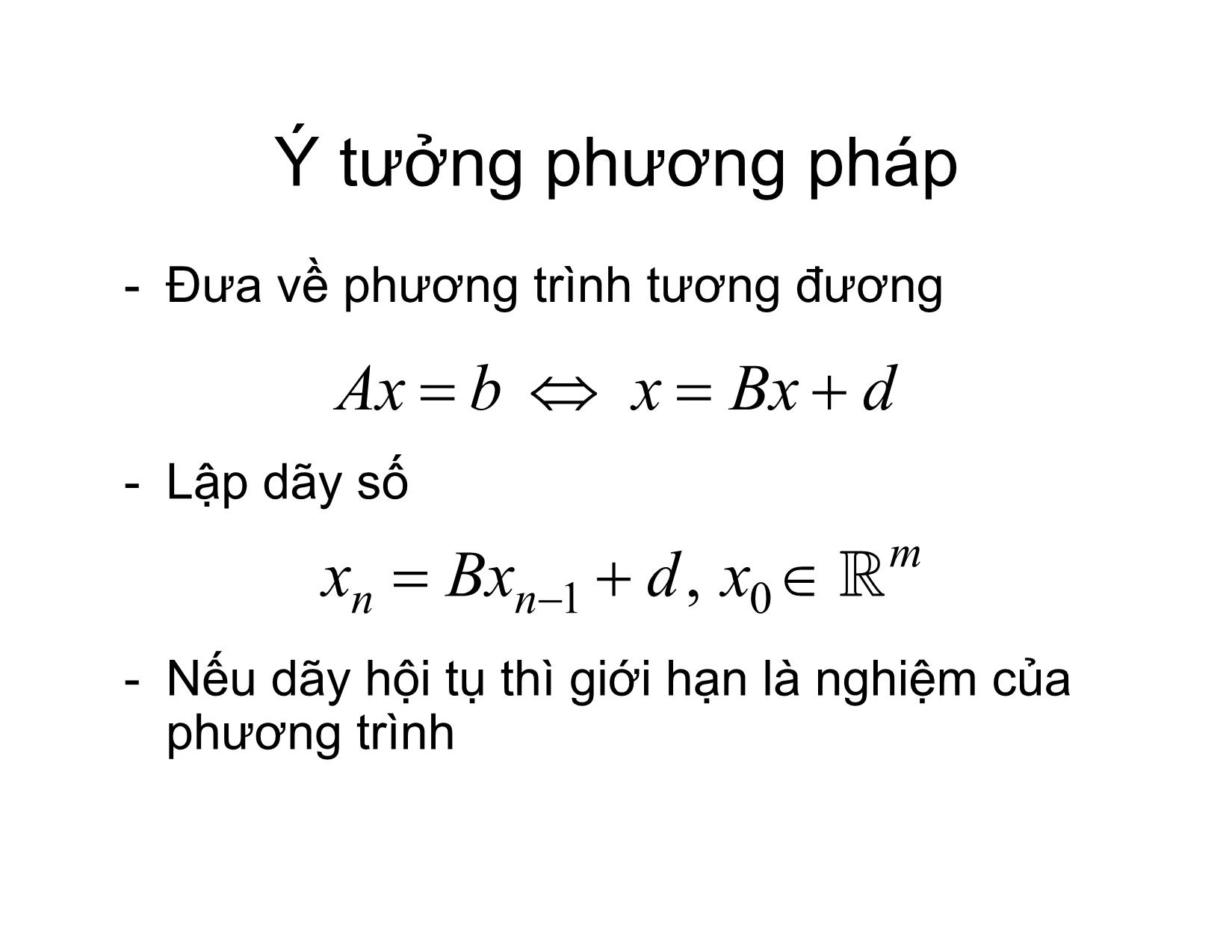 Bài giảng Phương pháp tính - Chương 7: Phương pháp Lặp đơn – Lặp Jacob giải phương trình ax=b - Hà Thị Ngọc Yến trang 2