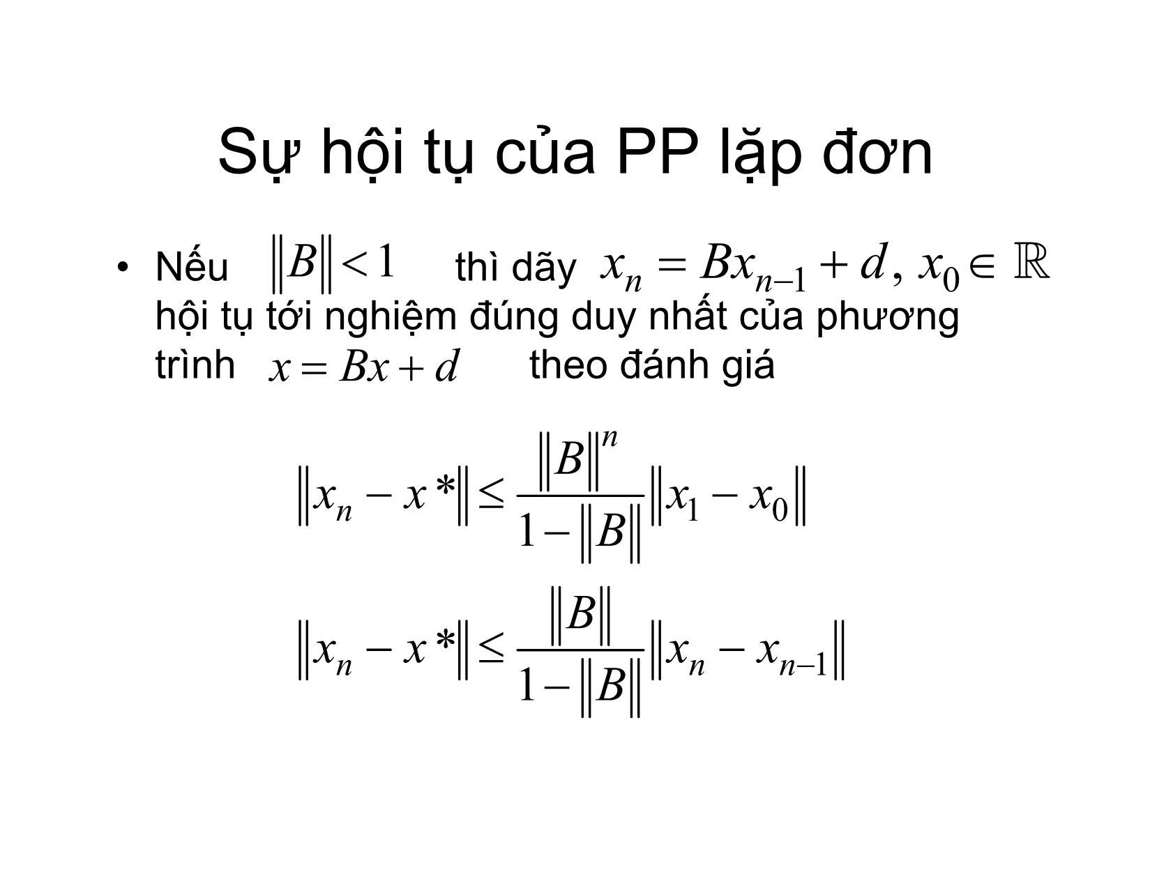 Bài giảng Phương pháp tính - Chương 7: Phương pháp Lặp đơn – Lặp Jacob giải phương trình ax=b - Hà Thị Ngọc Yến trang 8