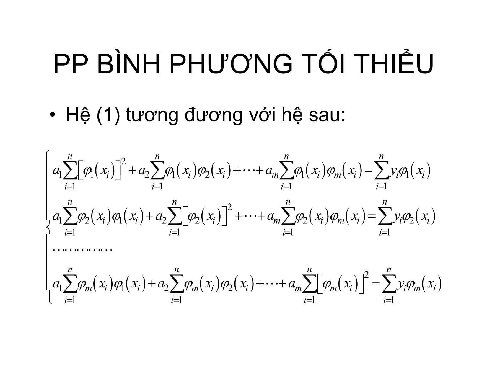 Bài giảng Phương pháp tính - Chương 10: Phương pháp bình phương tối thiểu - Hà Thị Ngọc Yến trang 5