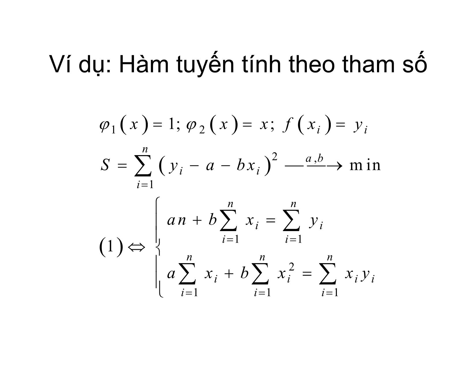 Bài giảng Phương pháp tính - Chương 10: Phương pháp bình phương tối thiểu - Hà Thị Ngọc Yến trang 7