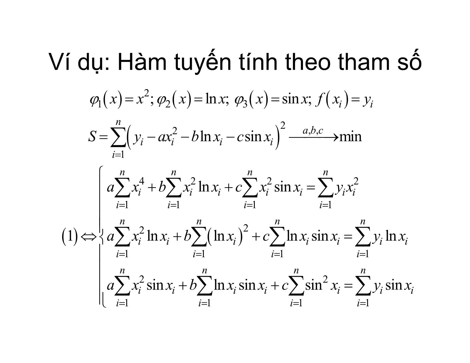 Bài giảng Phương pháp tính - Chương 10: Phương pháp bình phương tối thiểu - Hà Thị Ngọc Yến trang 8