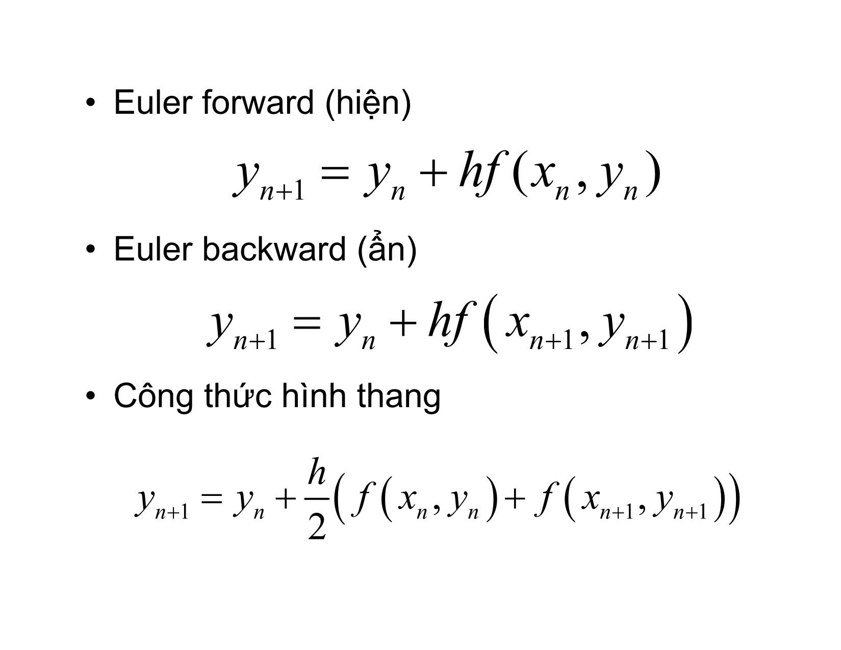 Bài giảng Phương pháp tính - Chương 12: Các phương pháp Runge – Kutta hiện giải bài toán Cauchy cho phương trình vi phân thường - Hà Thị Ngọc Yến trang 4