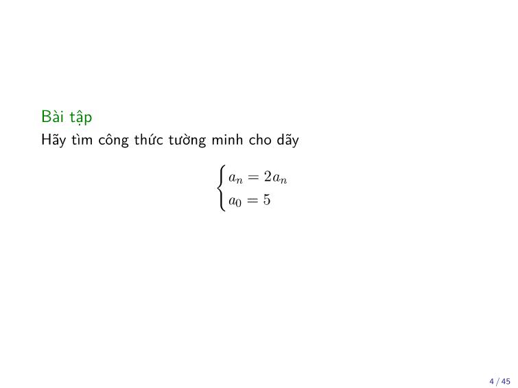 Bài giảng Toán rời rạc - Chương: Công thức truy hồi - Trần Vĩnh Đức trang 4