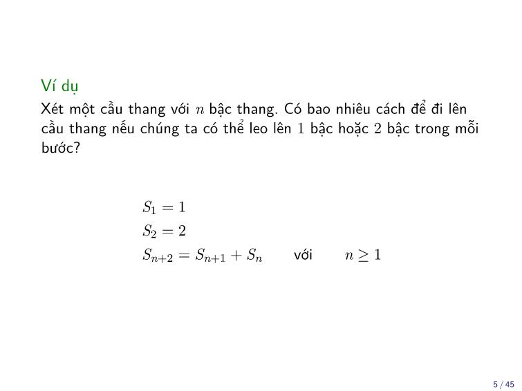 Bài giảng Toán rời rạc - Chương: Công thức truy hồi - Trần Vĩnh Đức trang 5