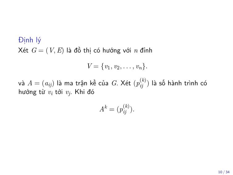 Bài giảng Toán rời rạc - Chương: Đồ thị có hướng - Trần Vĩnh Đức trang 10