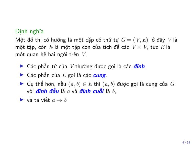 Bài giảng Toán rời rạc - Chương: Đồ thị có hướng - Trần Vĩnh Đức trang 4