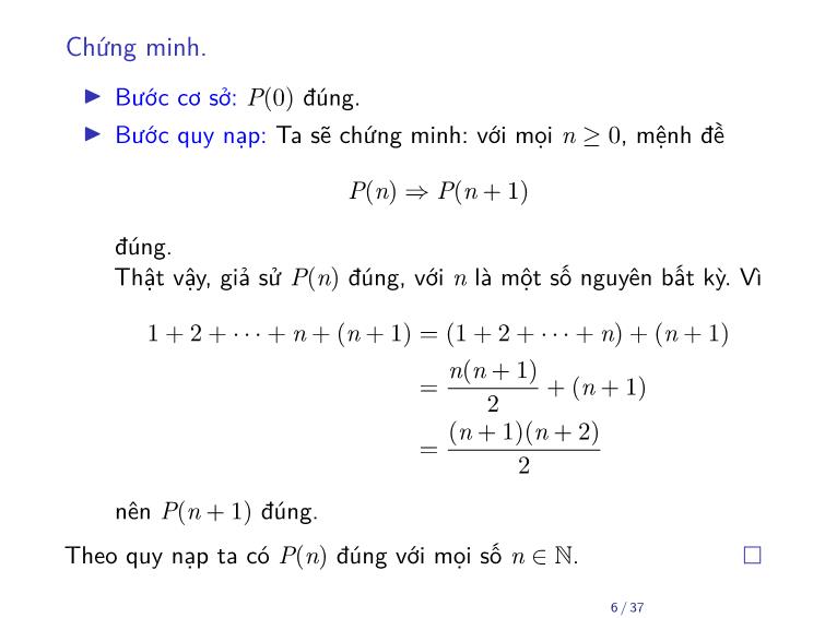 Bài giảng Toán rời rạc - Chương: Quy nạp - Trần Vĩnh Đức trang 6