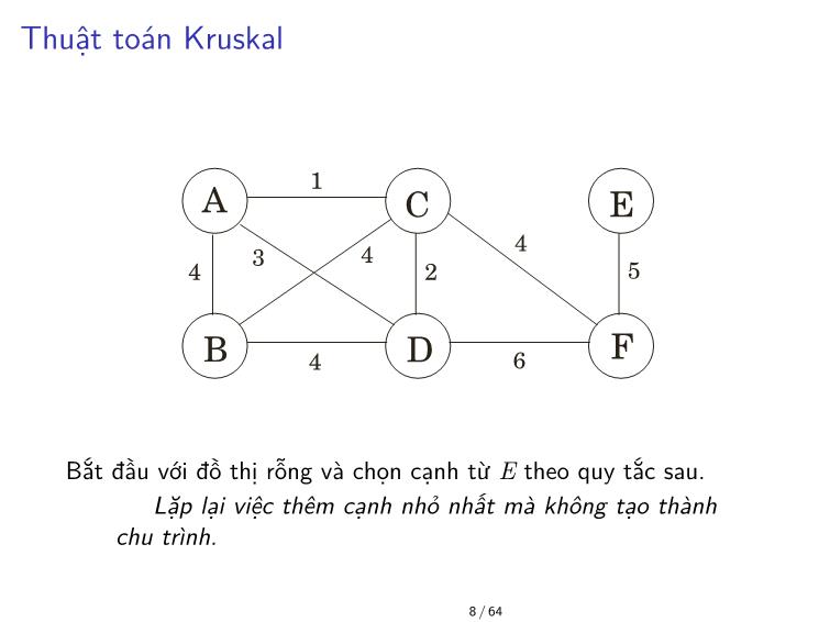 Bài giảng Toán rời rạc - Chương: Thuật toán tham lam - Trần Vĩnh Đức trang 8