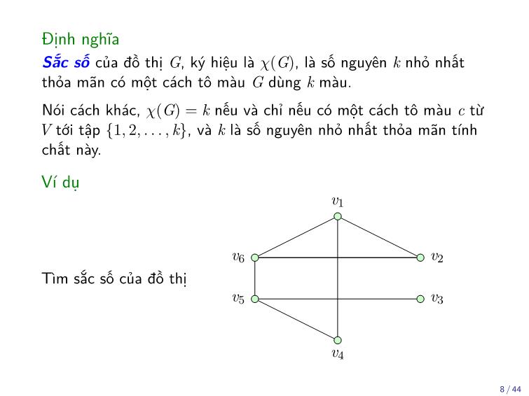 Bài giảng Toán rời rạc - Chương: Tô màu đỉnh của đồ thị - Trần Vĩnh Đức trang 8