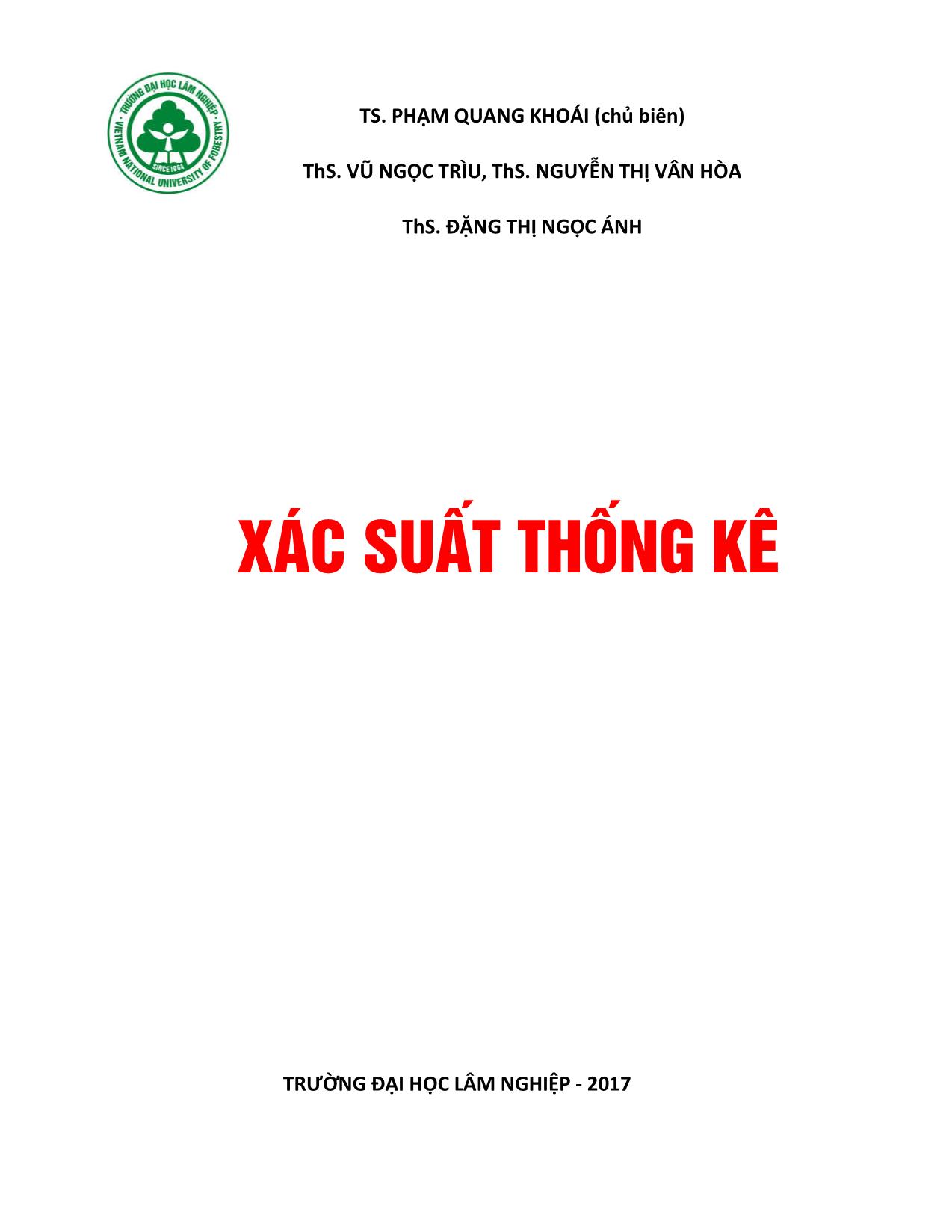 Bài giảng Xác suất thống kê - Phạm Quang Khoái trang 1