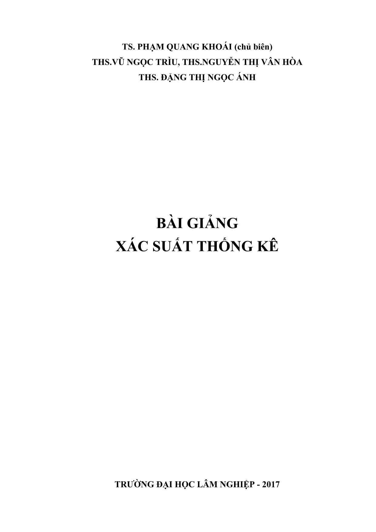 Bài giảng Xác suất thống kê - Phạm Quang Khoái trang 2